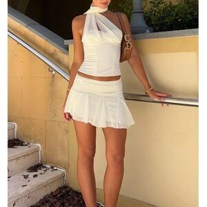 Elegant Cream Mini Skirt and Top